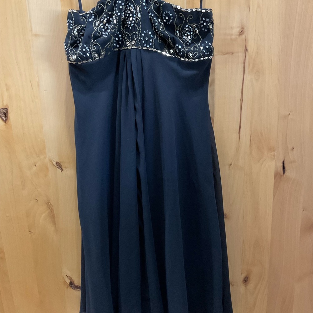 Black Strapless Embellished Gown